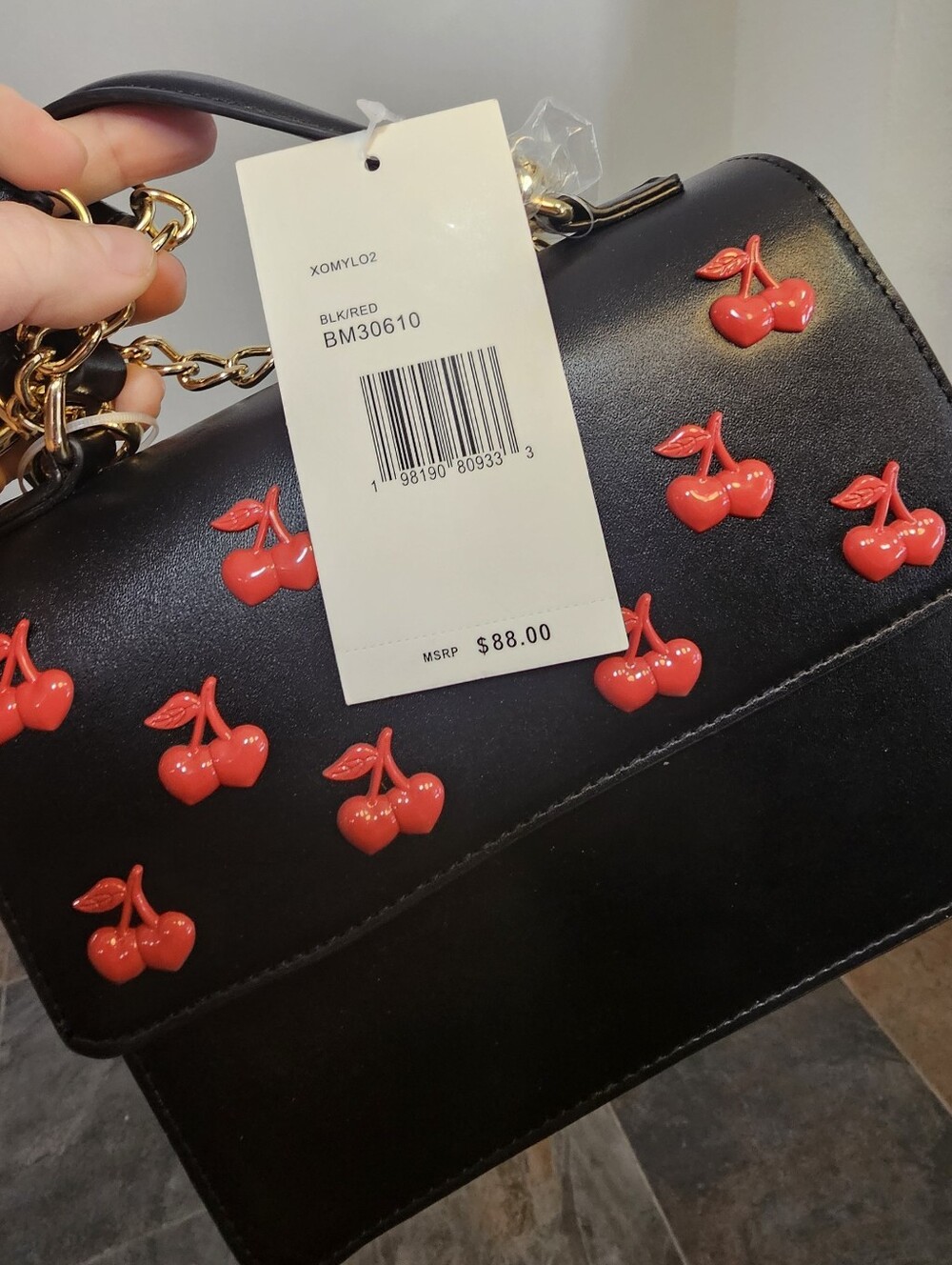 LOW START - Betsey Johnson Cherry Cute Black Crossbody Bag - NWT - Picture 13 of 16